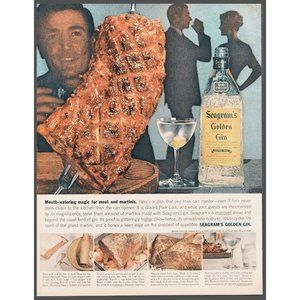 1959 Seagram's Golden Gin Vintage Print Ad Magic for Meat and Martinis Wall Art